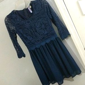 Navy lace midi dress